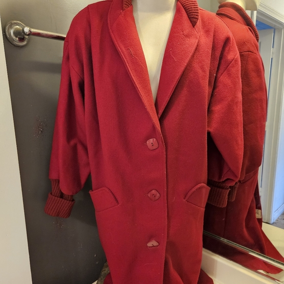 Vintage Rare Red Trench Coat Sz M/L Andover Fabric ForstMann - Picture 9 of 10